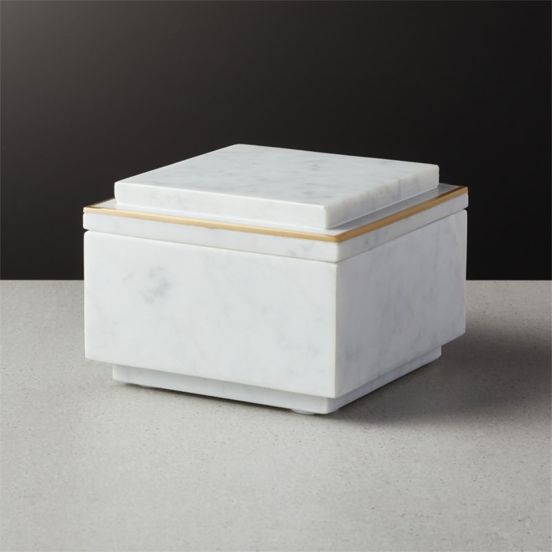 Step Marble and Brass Box with Lid | CB2 | CB2