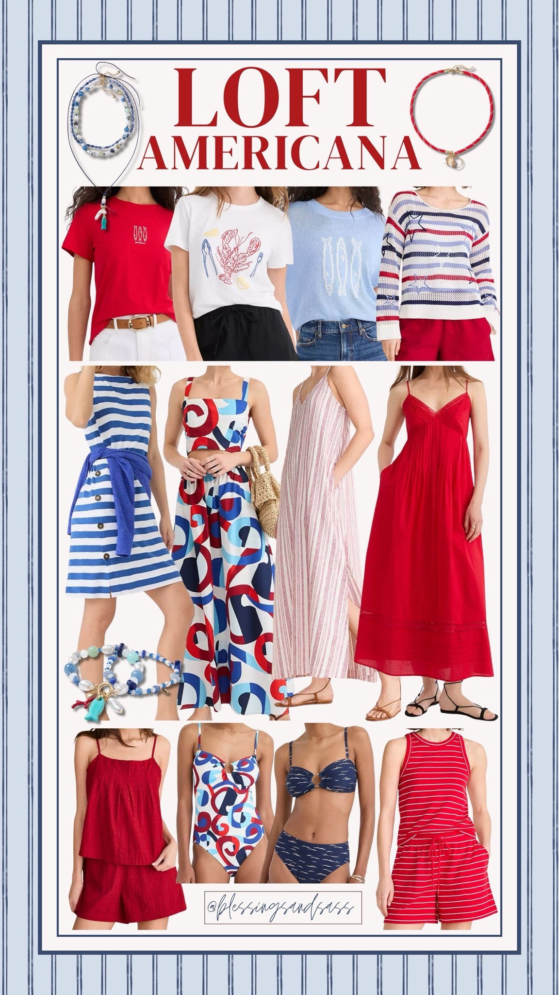 Loft Americana Collection! 

Americana, Memorial Day weekend, Fourth of July, red white and blue, summer dress, women’s swimwear, summer jewelry, graphic tee

#LTKSeasonal #LTKootd #LTKOver40