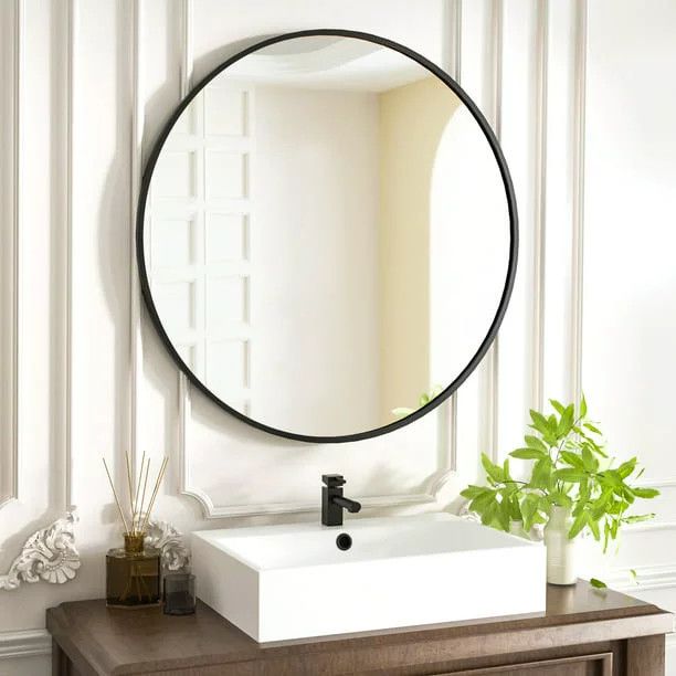 BEAUTYPEAK 20" Wall Mirror Bathroom Mirror ,Black | Walmart (US)
