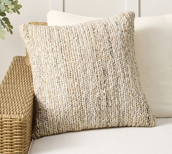 Sweater Knit Outdoor Pillow | Pottery Barn (US)