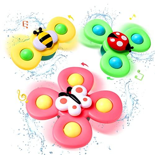 Hooku 3 PCS Baby Bath Spinner Toy with Rotating Suction Cup Spinning Top Toy Animal Spin Sucker B... | Amazon (US)