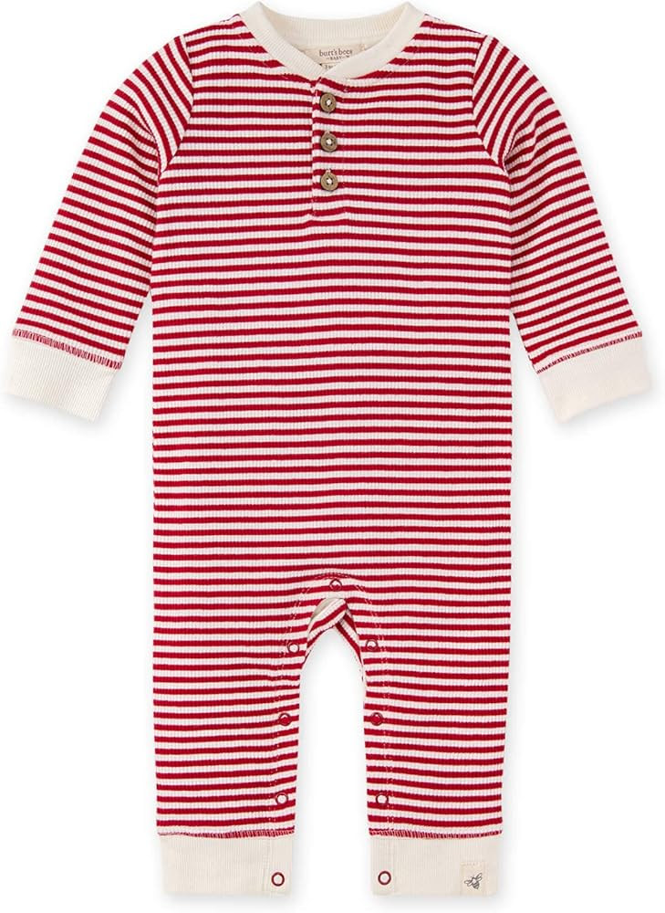 Burt's Bees Baby Baby Boys' Long Sleeve Buttoned One piece Romper Jumpsuit | Amazon (US)