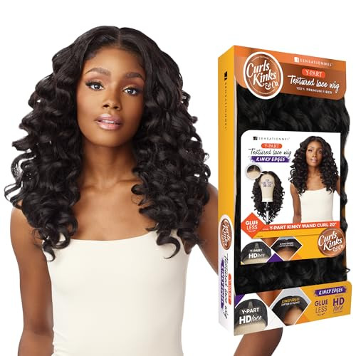 Sensationnel Kinky Edge Y-part Lace Wigs - ypart kinky wand curl 20-inch glueless synthetic wig - CKCO Y part Kinky Wand Curl 20 Inch (1 JETBLACK) | Amazon (US)
