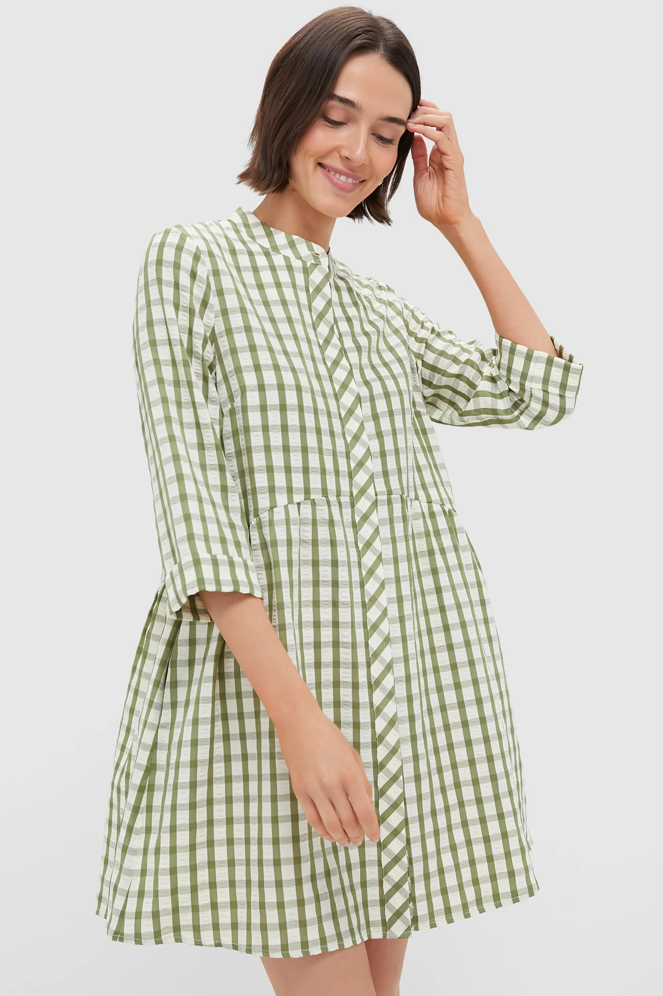 Sage Seersucker Gingham Royal Shirt Dress | Tuckernuck (US)