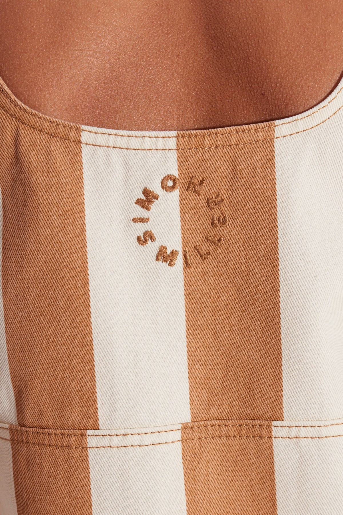SIMONMILER Sahara Striped Denim Dress in Tan Stripe | Simon Miller
