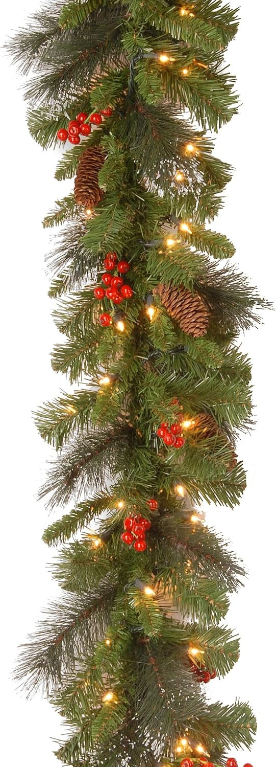 National Tree Company 9 ft Pre-Lit Crestwood Spruce Artificial Christmas Garland, Christmas Decor... | Amazon (US)