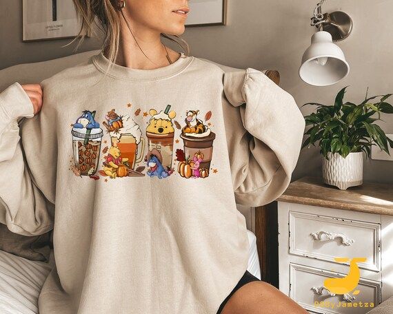 Vintage Winnie The Pooh Shirt, Disney Fall Drinks Shirt, Disney The Pooh Shirt, Winnie The Pooh C... | Etsy (US)