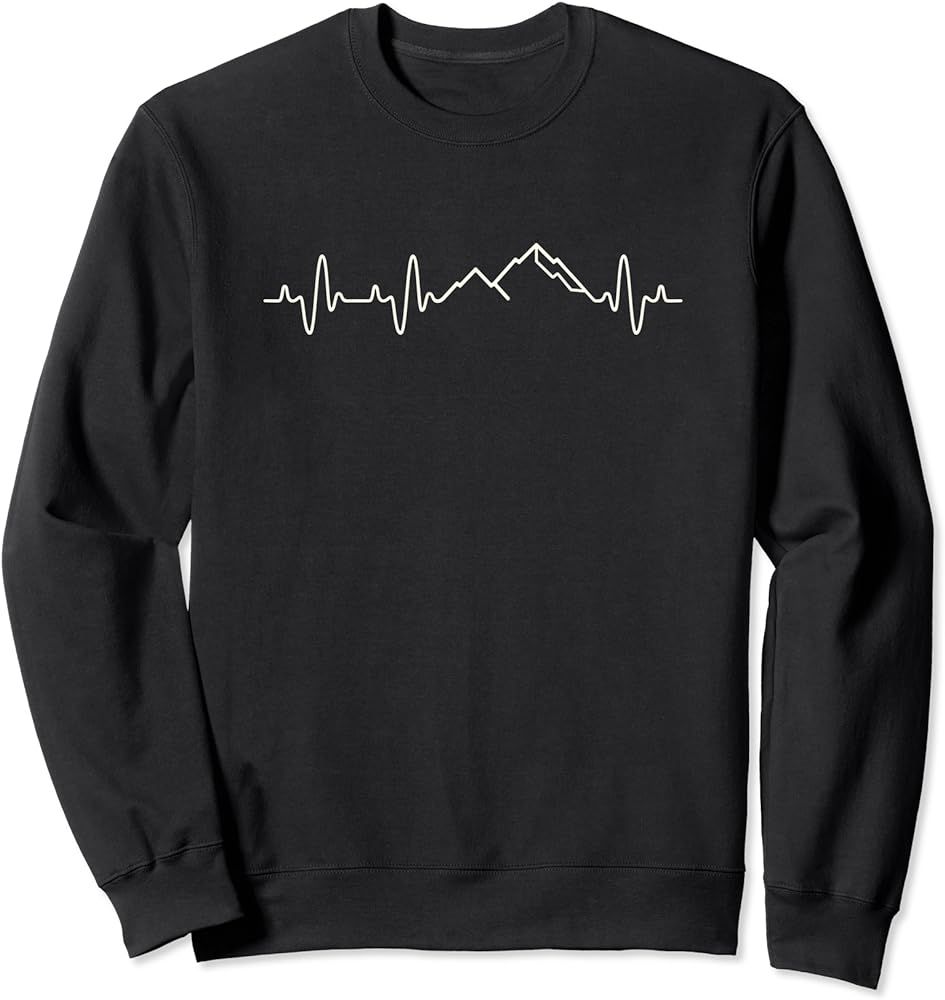 Heartbeat Mountain Heart Pulse Rate Mountains Line Drawing Sweatshirt | Amazon (US)