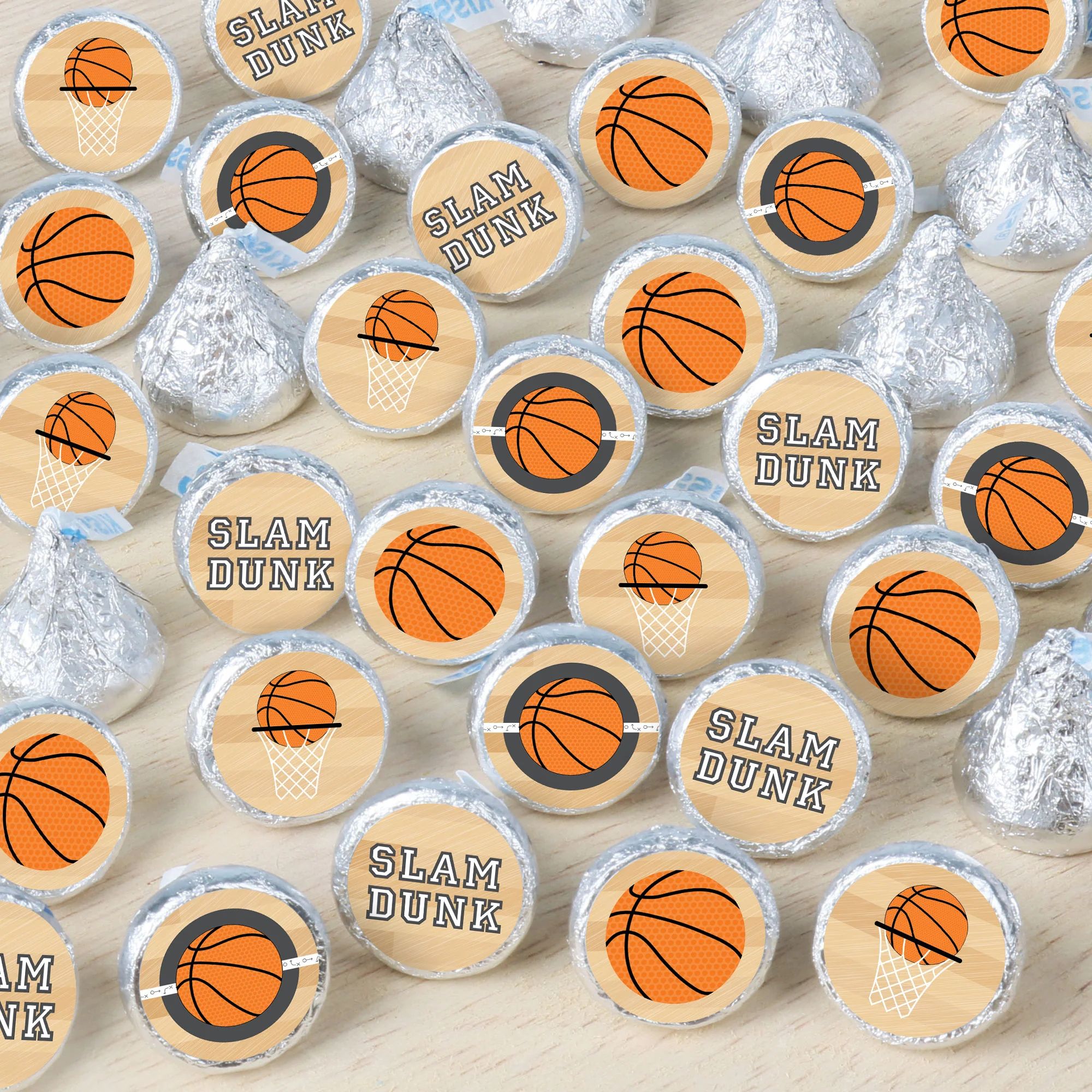 Nothin’ but Net - Basketball - Baby Shower or Birthday Party Small Round Candy Stickers - Party... | Big Dot of Happiness