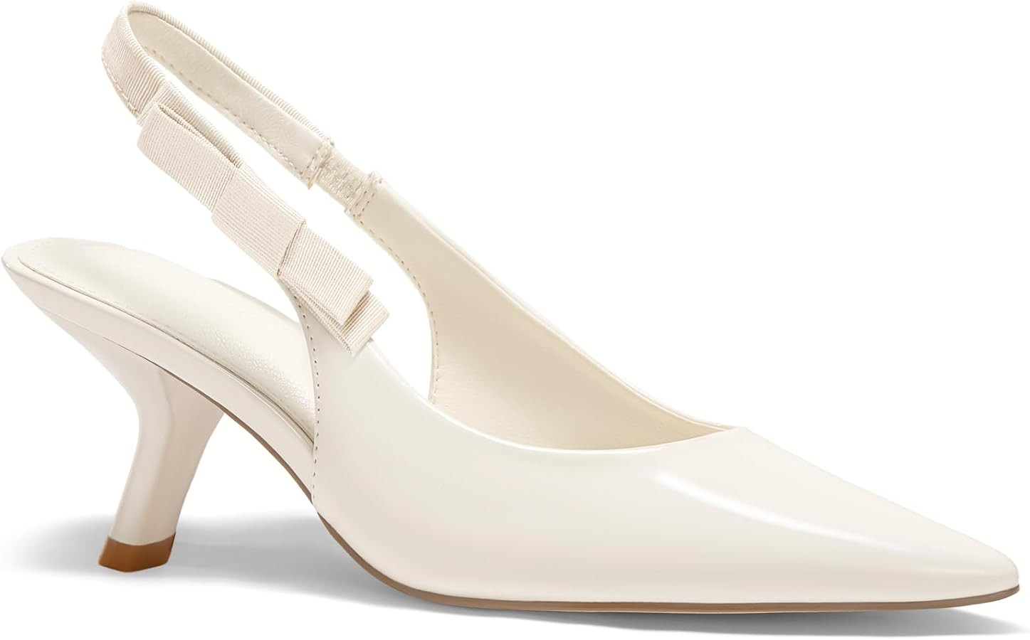 Coutgo Womens Slingback Kitten Heels Closed Pointed Toe Bowknot Patent Leather Slip on Work Pumps... | Amazon (US)