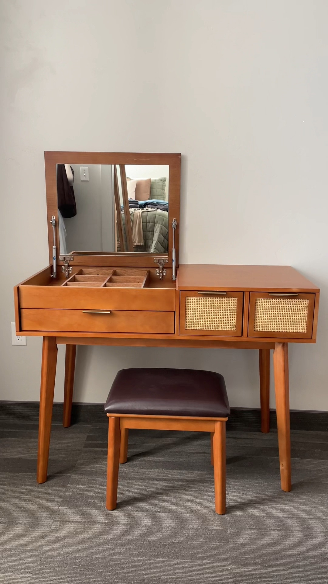 Vanity desk with foldable mirror and built in organization 🤎

#LTKxPrimeDay #LTKBeauty #LTKHome