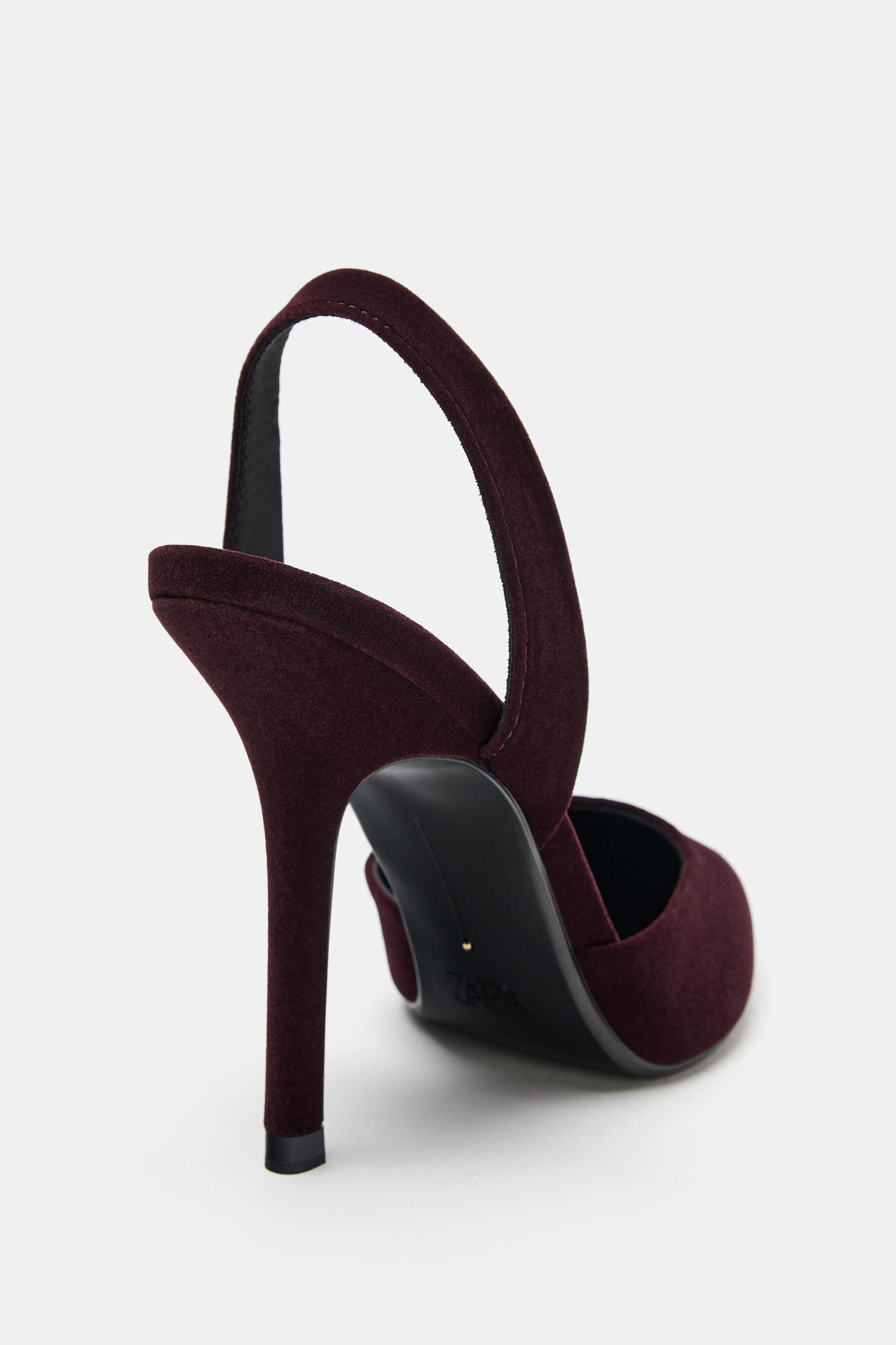 VELVET EFFECT HIGH-HEEL SLINGBACK SHOES | Zara UK