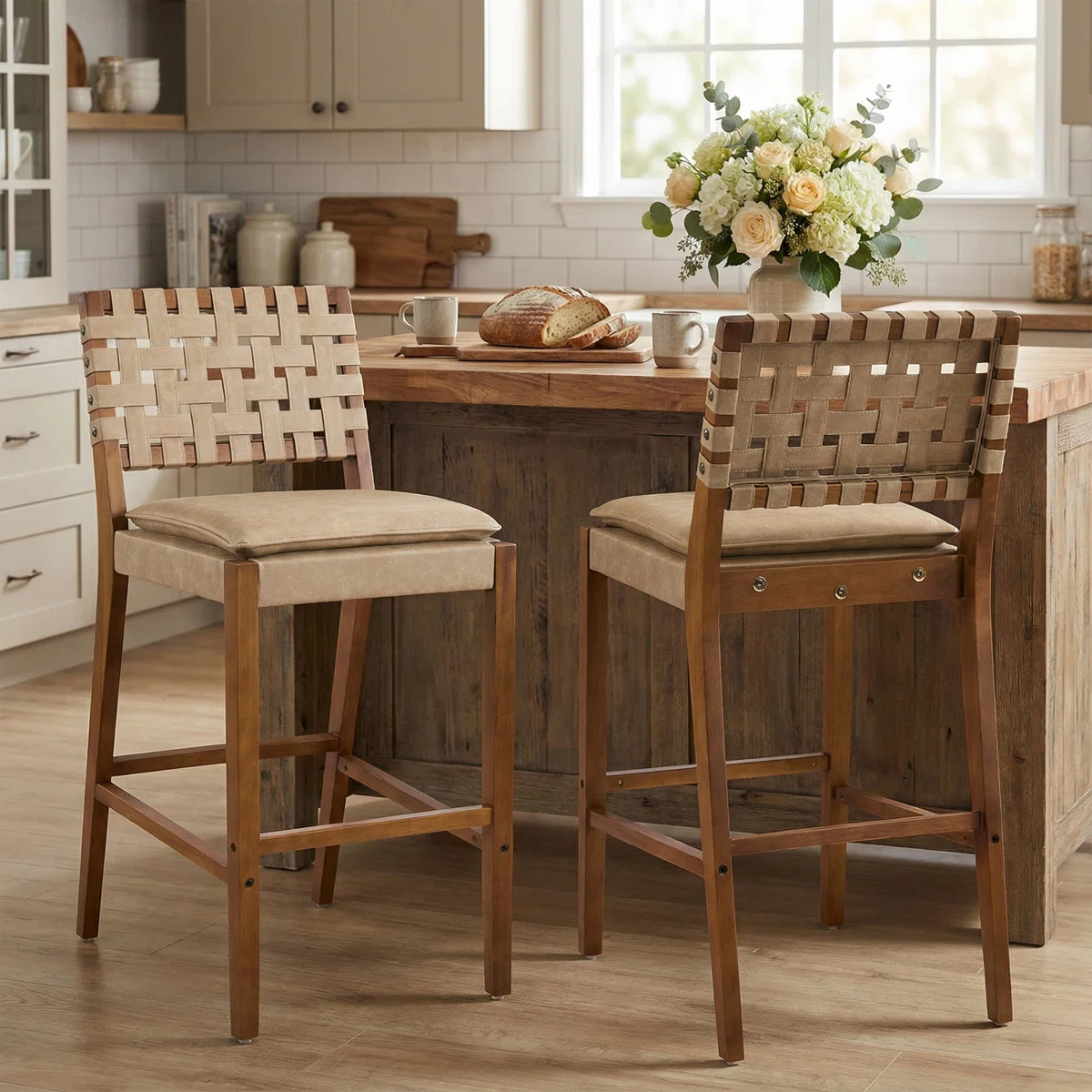 Lingard 29" Seat Height PU Leather Bar Stools With Rubberwood Frame | Wayfair North America