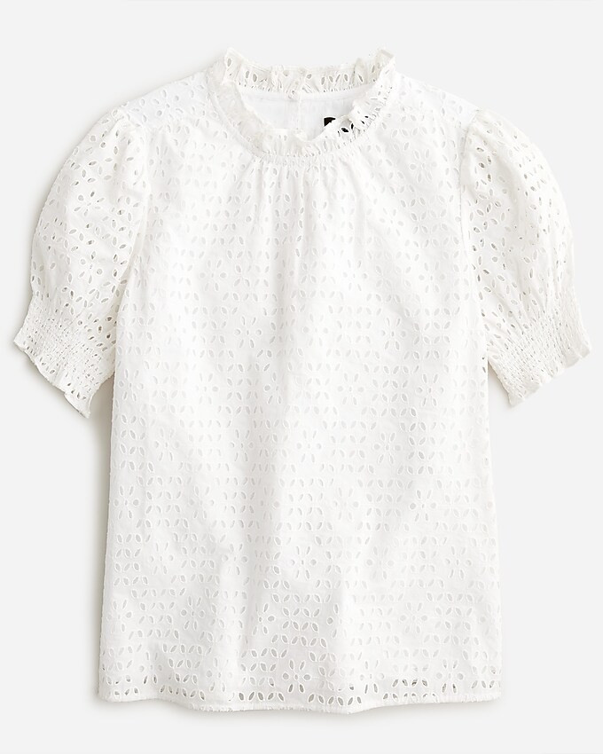Smocked puff-sleeve top in eyelet | J. Crew US