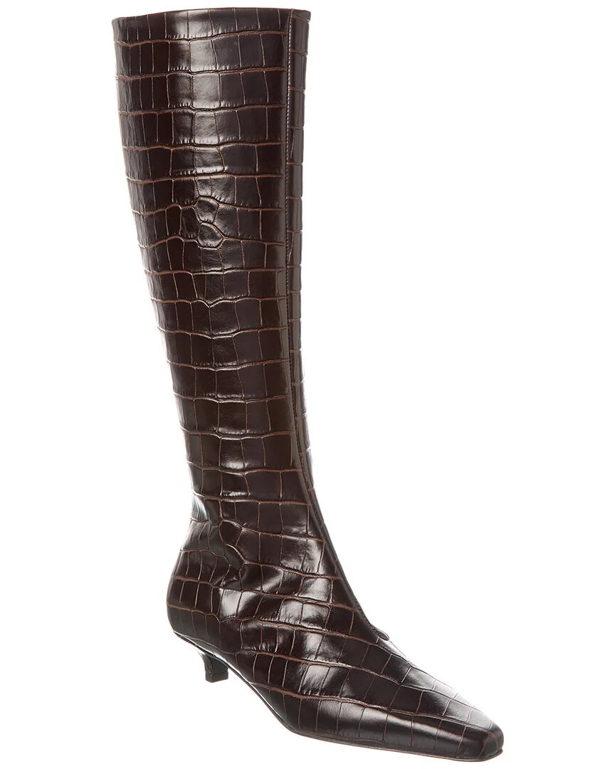TOTEME Croc-Embossed Leather Knee-High Boot | Shop Simon