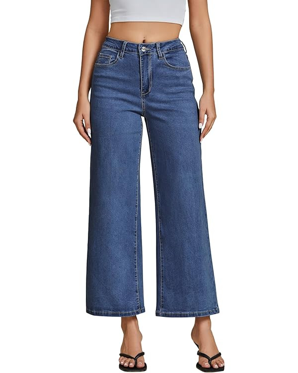 luvamia Wide Leg Jeans for Women High Waisted Relaxed Fit Trendy Stretchy Denim Pants Ankle Trous... | Amazon (US)