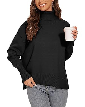 BERESIA Women's Turtleneck Sweater Long Sleeve Casual Ribbed Pullover 2025 Fall Winter Loose Knit... | Amazon (US)