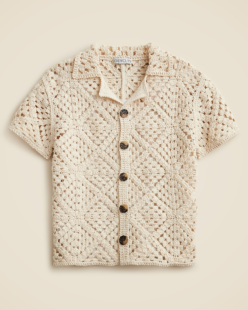 Kids' short-sleeve crochet camp shirt | J. Crew US