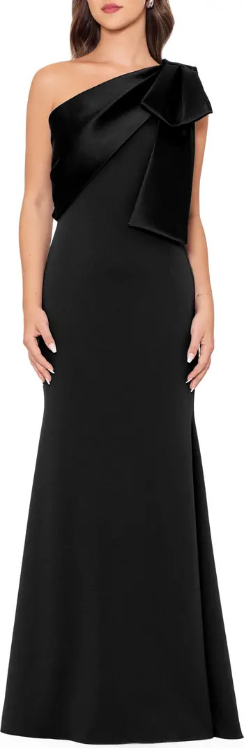 Satin Bow Crepe Mermaid Gown | Nordstrom