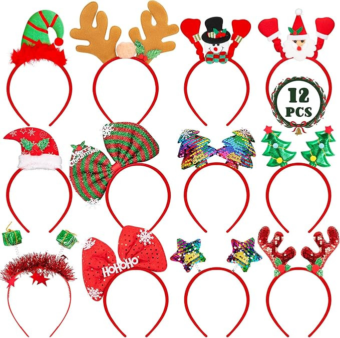 Christmas Headbands and Costume Headwear, Xmas Santa Christmas Accessories Decorations Party Favo... | Amazon (US)