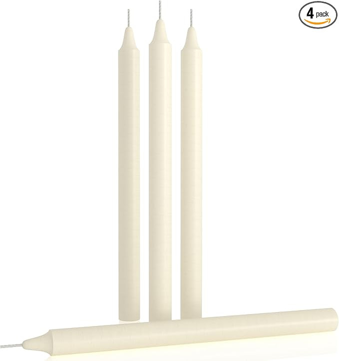 CANDWAX Ivory Taper Candles Pack of 4 - Straight Candles 12 inch Ideal as Unscented Candles, Dinn... | Amazon (US)