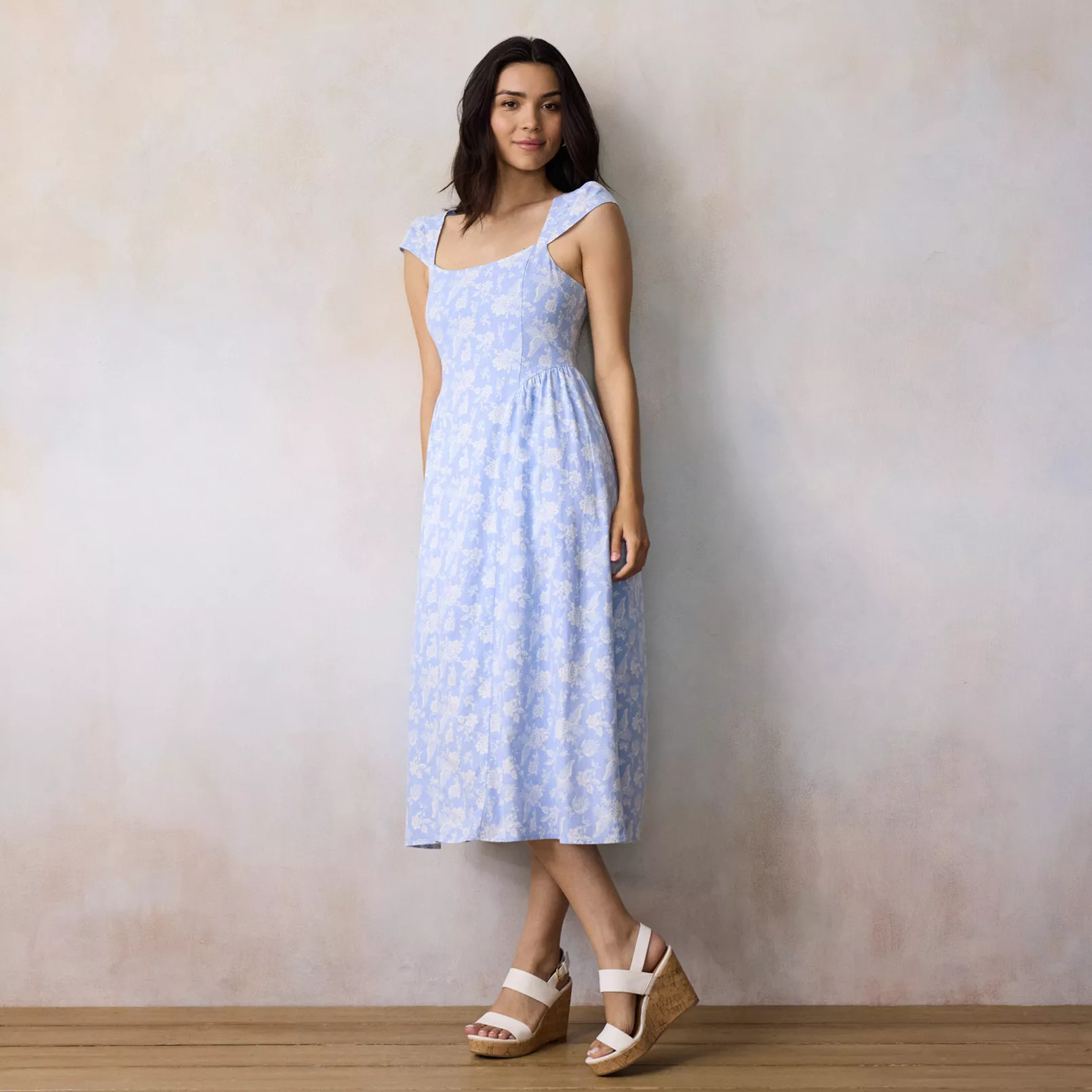 Women's LC Lauren Conrad Square Neck Cap Sleeve Midi Dress | Kohl's