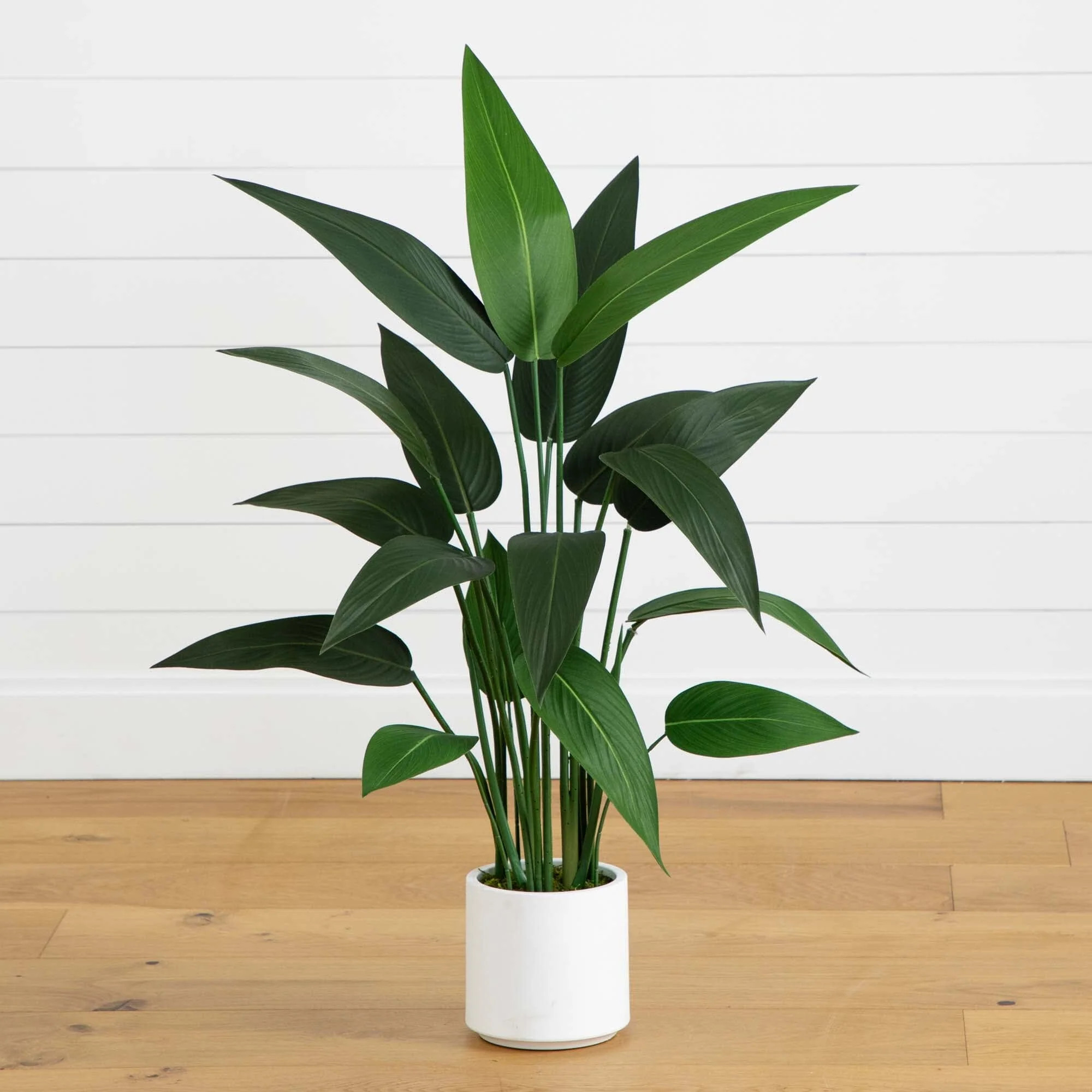 3.5' Artificial Sky Bird Tree in White Decorative Planter | Nearly Natural | Nearly Natural