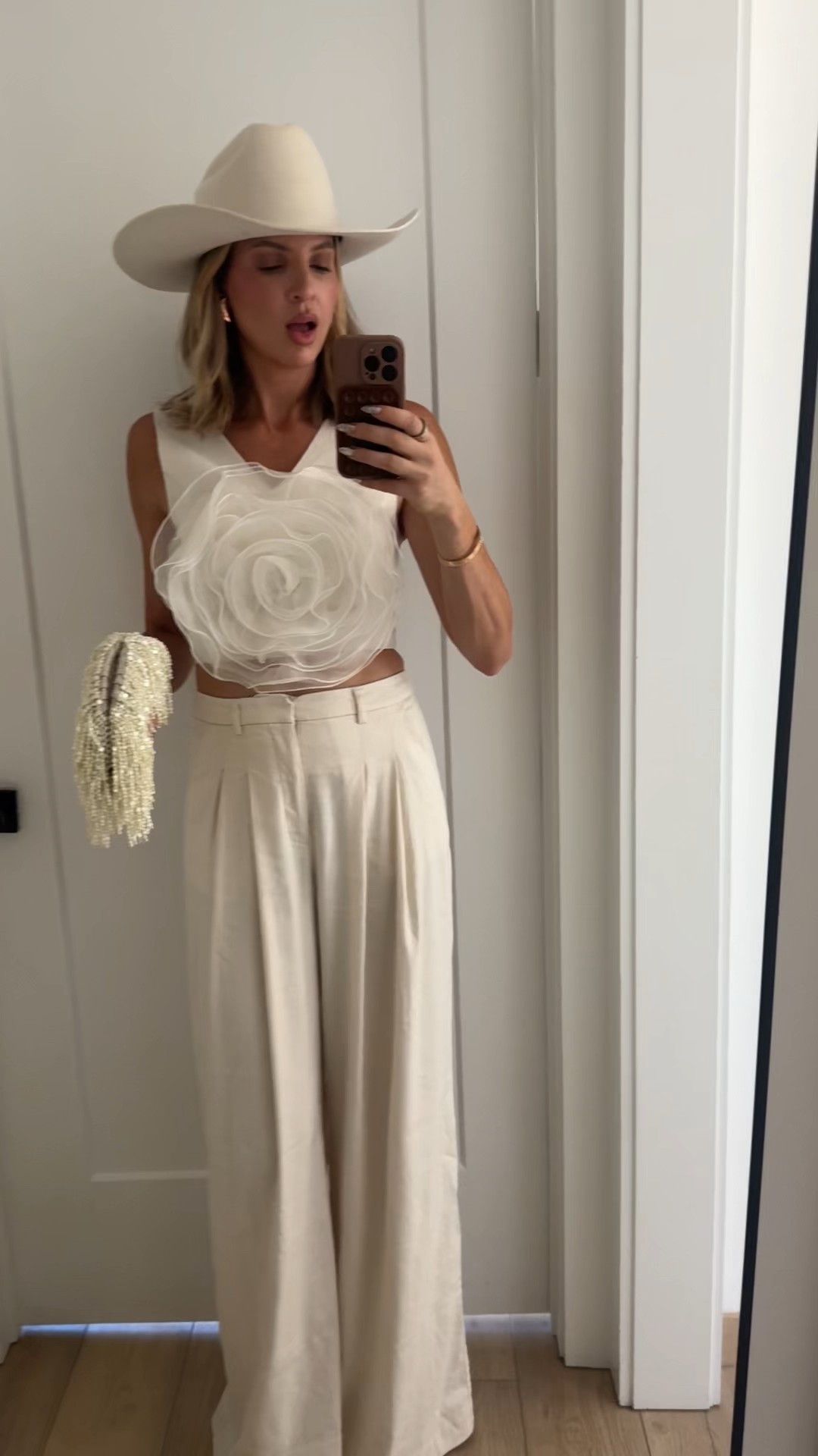 I love a monochromatic look! This top is from:

https://statementdowntown.com/products/mulla-mst4210a-cream?_pos=1&_psq=divin&_ss=e&_v=1.0

If you use code Ashley15 you will get 15% off. Also these Maeve pants are incredible. I am wearing the tall inseam. My shoes are old from Zara, but I love the Prada ones! I have the prada ones in black and now I want them in white. 🤤

#LTKOver40 #LTKFindsUnder100 #LTKWorkwear