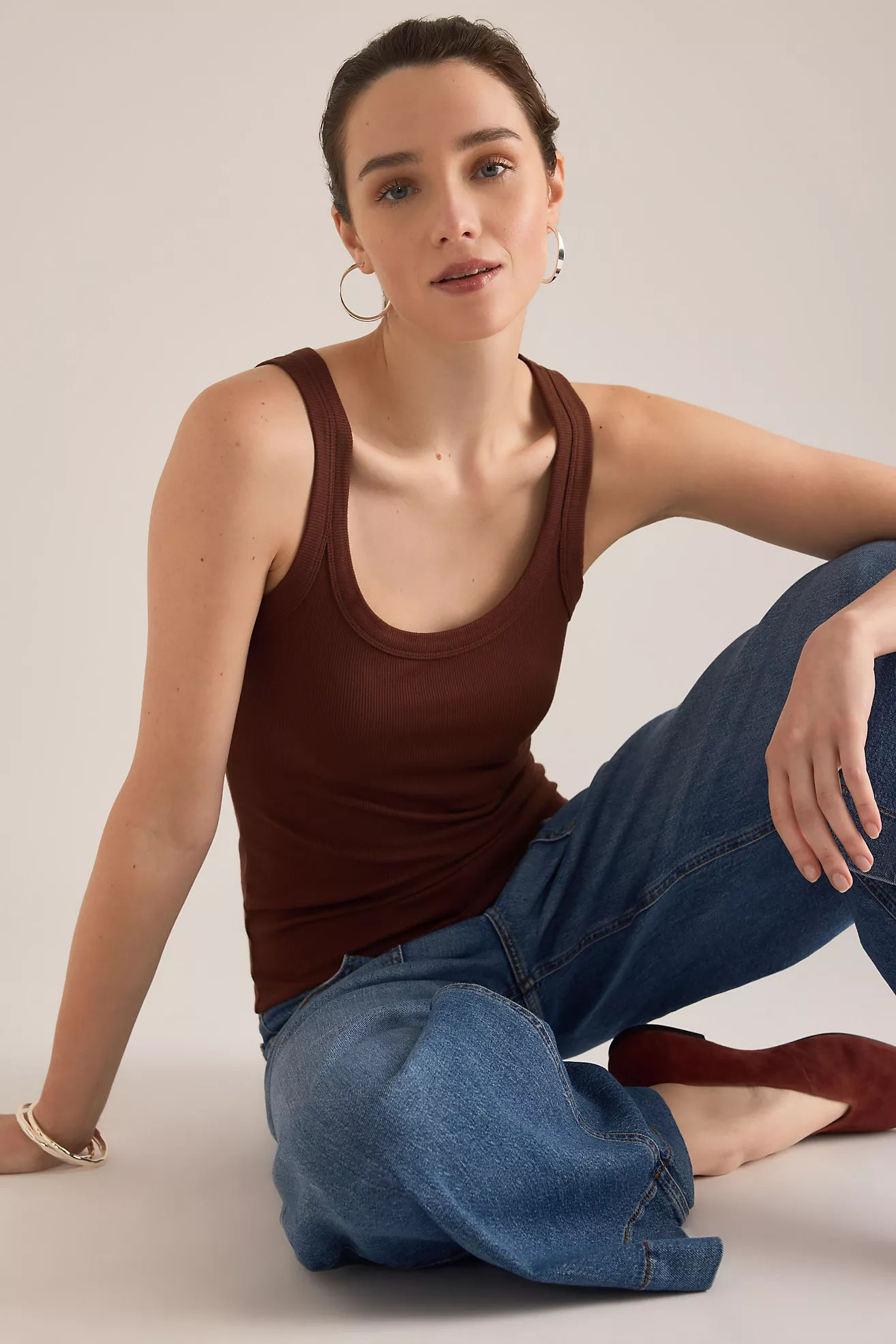 By Anthropologie Ribbed Scoop Tank Top | Anthropologie (UK)