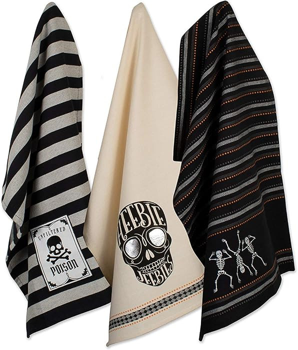DII Happy Halloween Dishtowel Collection Embellished Cotton Kitchen Hand Towel Set, 18x28, Skelet... | Amazon (US)