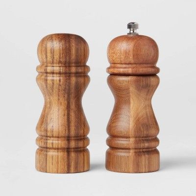 2pc Acacia Turned Salt Shaker and Pepper Grinder Set - Threshold&#8482; | Target