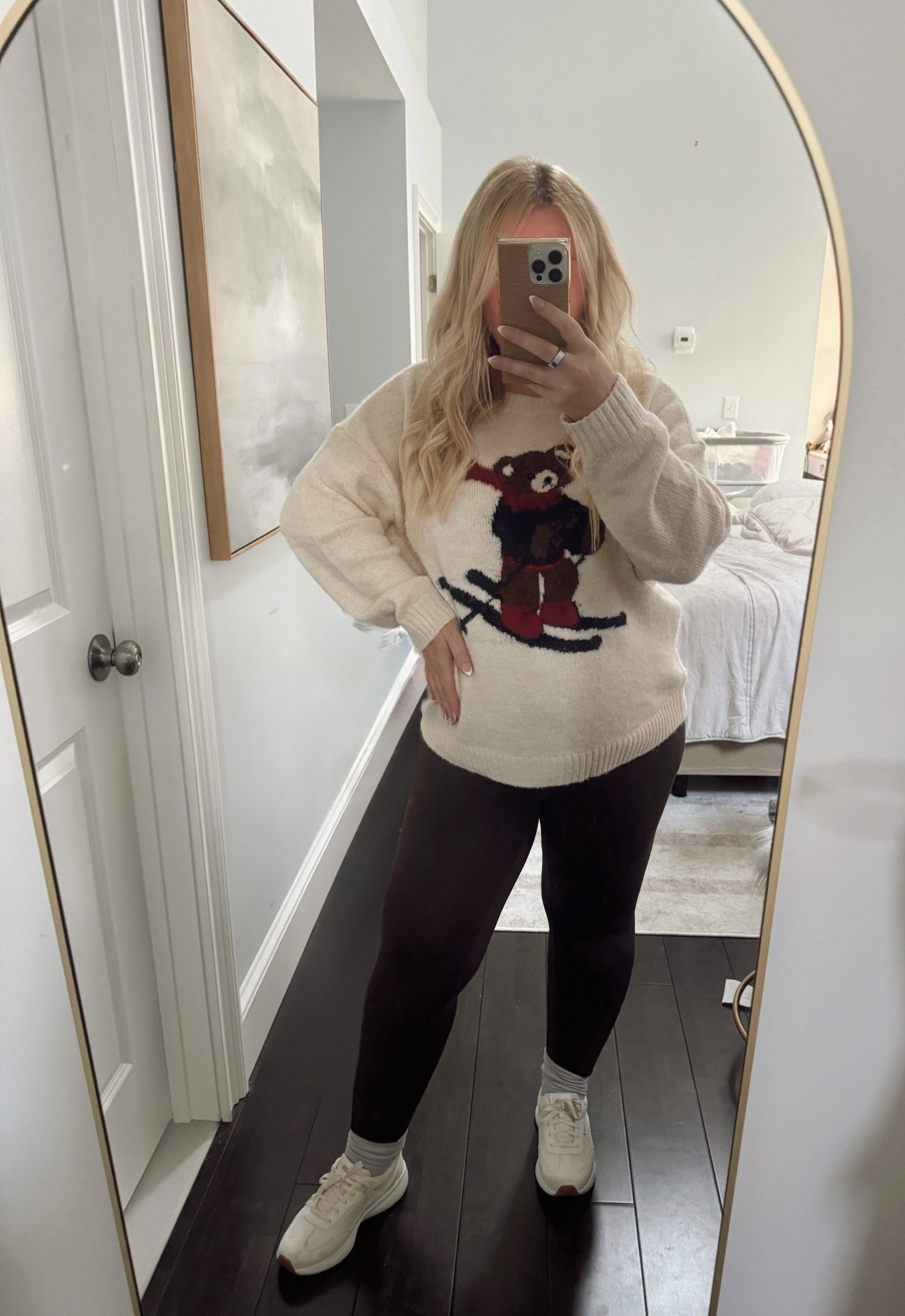 Obsessed with this skiing Teddy sweater ⛷️🧸 !! Sized up to Large for the bump 🤰🏼 

#LTKBump #LTKHoliday #LTKSeasonal