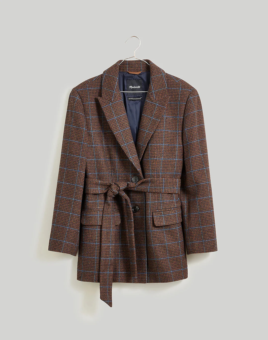 The Bedford Oversized Belted Blazer in Plaid Wool Blend | Madewell