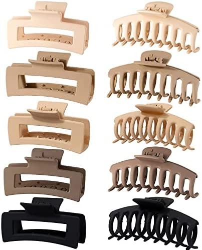 10 Pack 4.4" Large Hair Clips,Claw Clips,Hair Clips for Women & Girls,2 Styles 5 Colors Internal ... | Amazon (US)