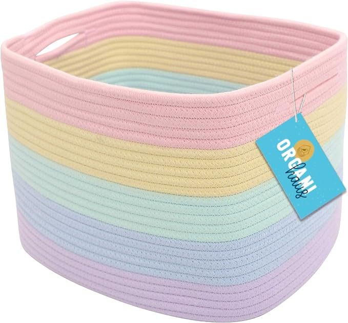 OrganiHaus Rope Rainbow Storage Baskets for Shelves | Rainbow Baskets for Pastel Classroom Decor ... | Amazon (US)