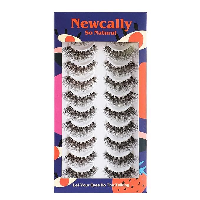 Newcally Lashes Natural Wispy False Eyelashes Cat Eye Lashes Hand-Knotted Soft Light Volume Fake ... | Amazon (US)