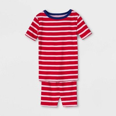 Toddler July 4th Striped Pajama Set - Red | Target