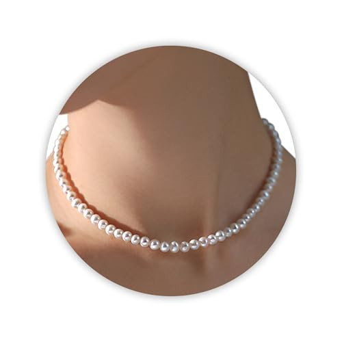 Trinckle Pearl Necklaces for Women, 6 MM White Pearl Necklace Bead Strands Costume Vintage Faux Pearl Necklaces Choker for Girls As Weddings Gifts Pearl Accessories Collar De Perlas | Amazon (US)