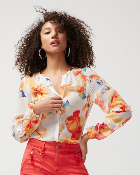 Ruffle-Sleeve Blouse | White House Black Market