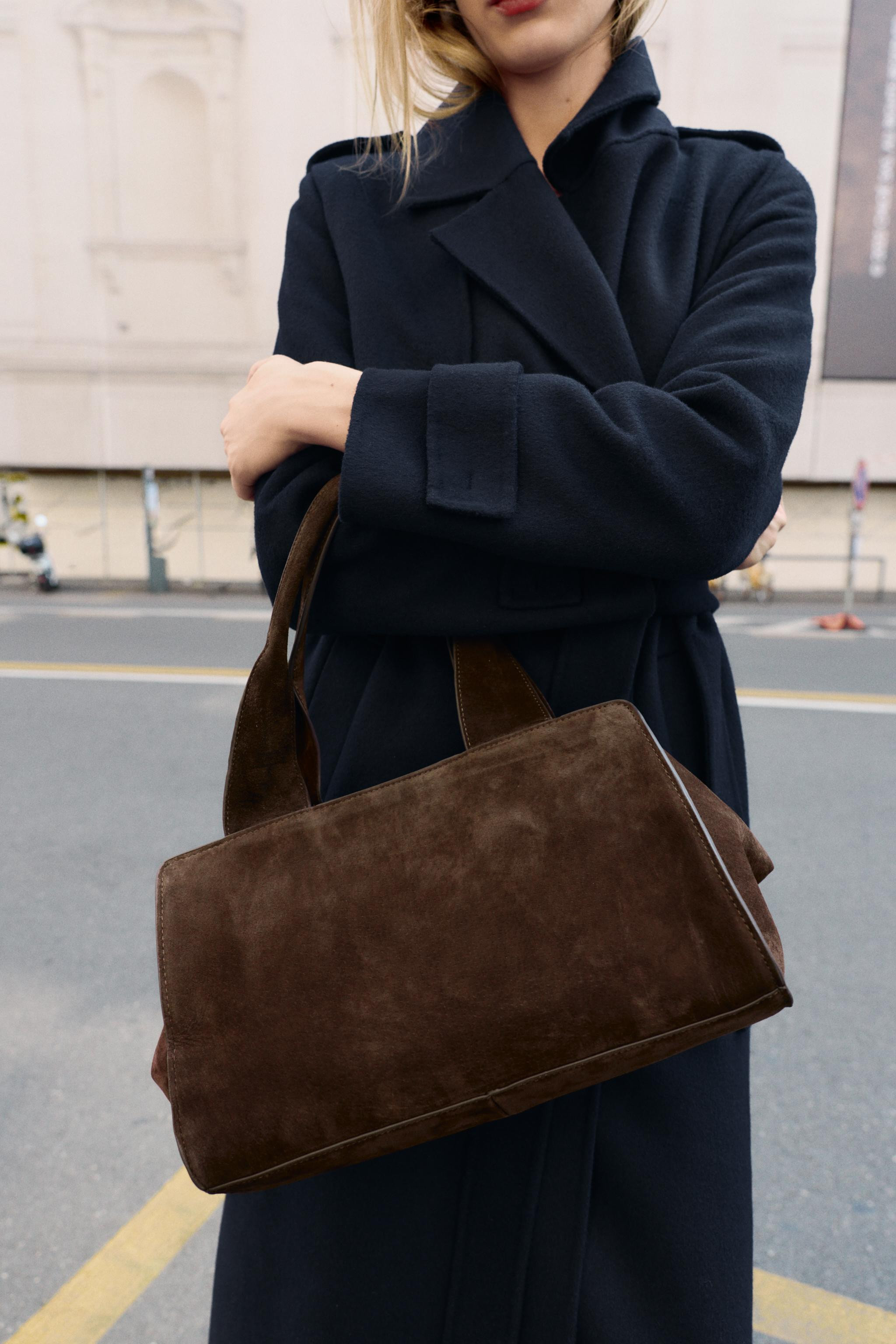 DOUBLE HANDLE SPLIT SUEDE LEATHER BAG | Zara UK