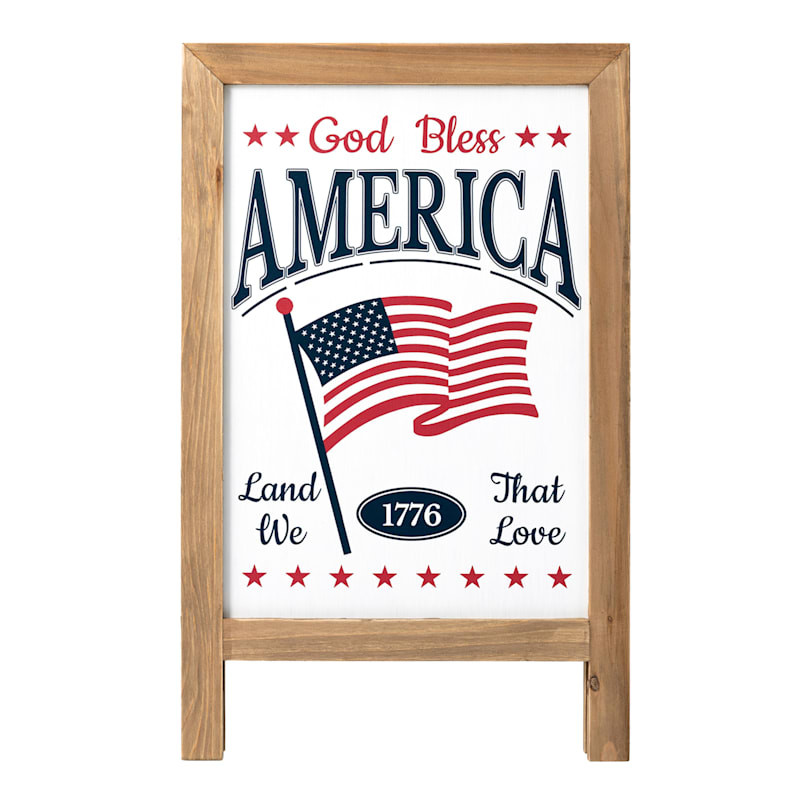 God Bless America Patriotic Easel Sign, 24" | At Home