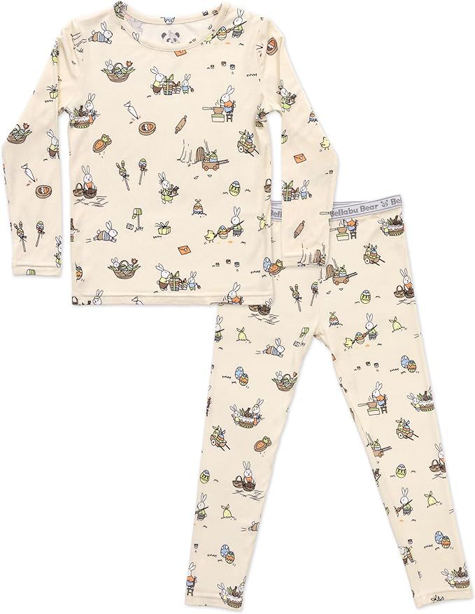 Bellabu Bear Two-Piece Pajama Set for Boys & Girls, Matching Family Pajamas, Rayon from Bamboo | Amazon (US)