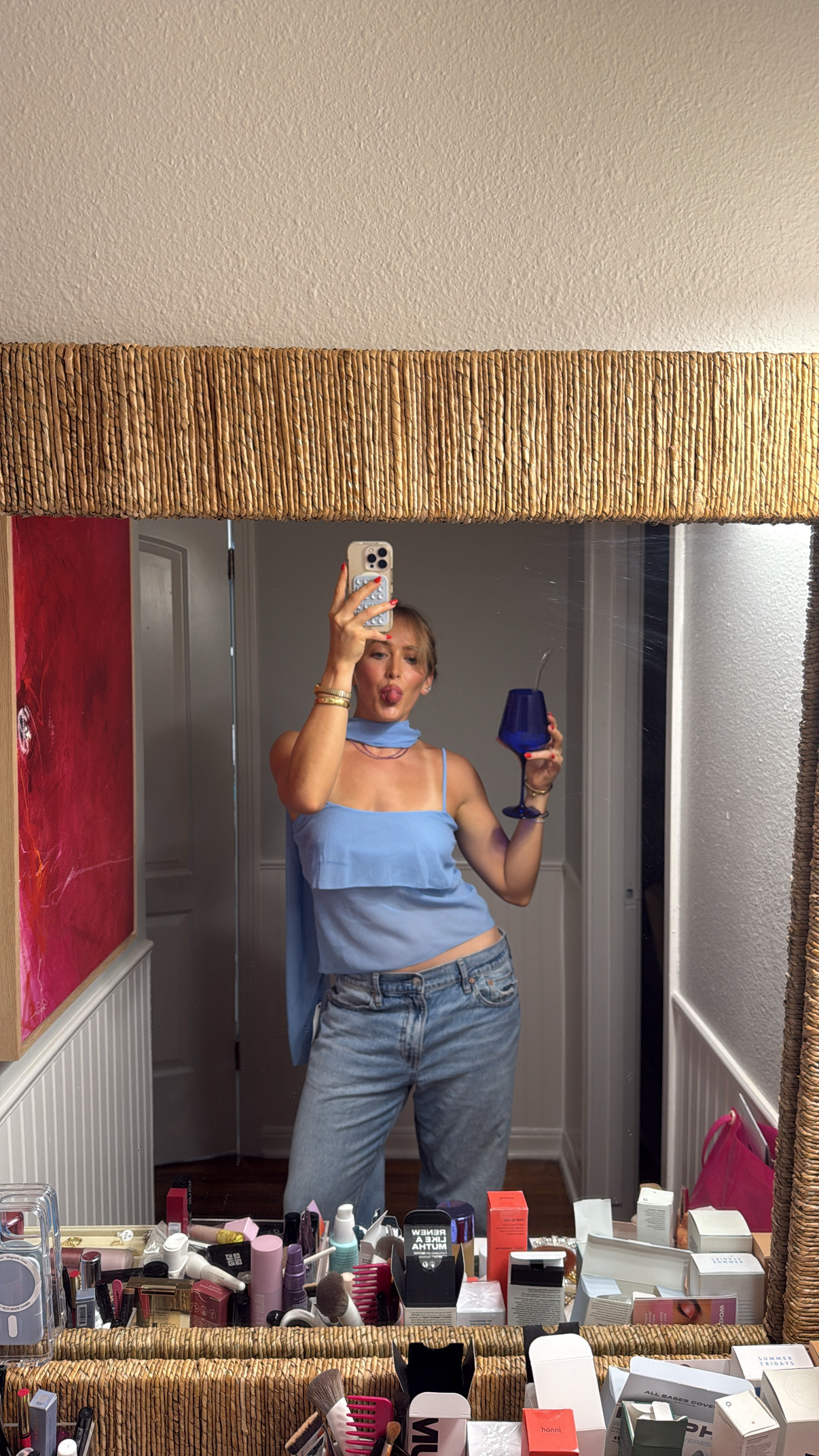 the perfect fun summer look for drinks or dinner with the girls! top wearing small, jeans wearing size 6 

 #LTKSummerEdit #LTKStyleTip