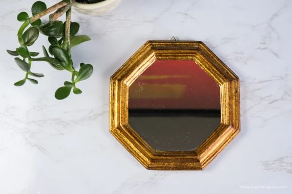 Vintage octagon gold framed mirror  Measures 6-1/2 wide | Etsy | Etsy (US)