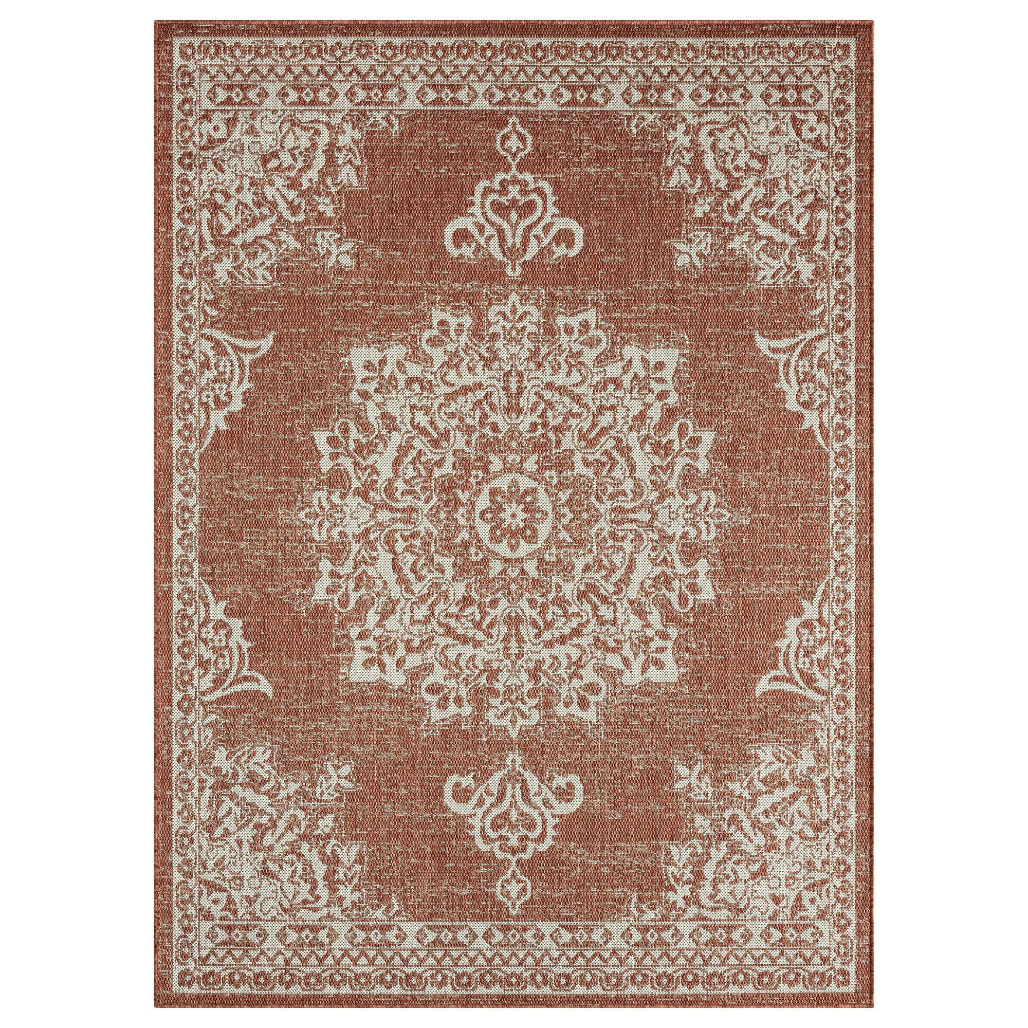 Nicole Miller New York Patio Country Azalea Transitional Medallion Indoor/Outdoor Area Rug, Terra... | Walmart (US)