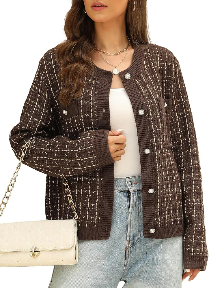 ANRABESS Womens Cardigans Sweater Button Up Casual Long Sleeve Crop Knit Coat Lightweight Jacket ... | Amazon (US)