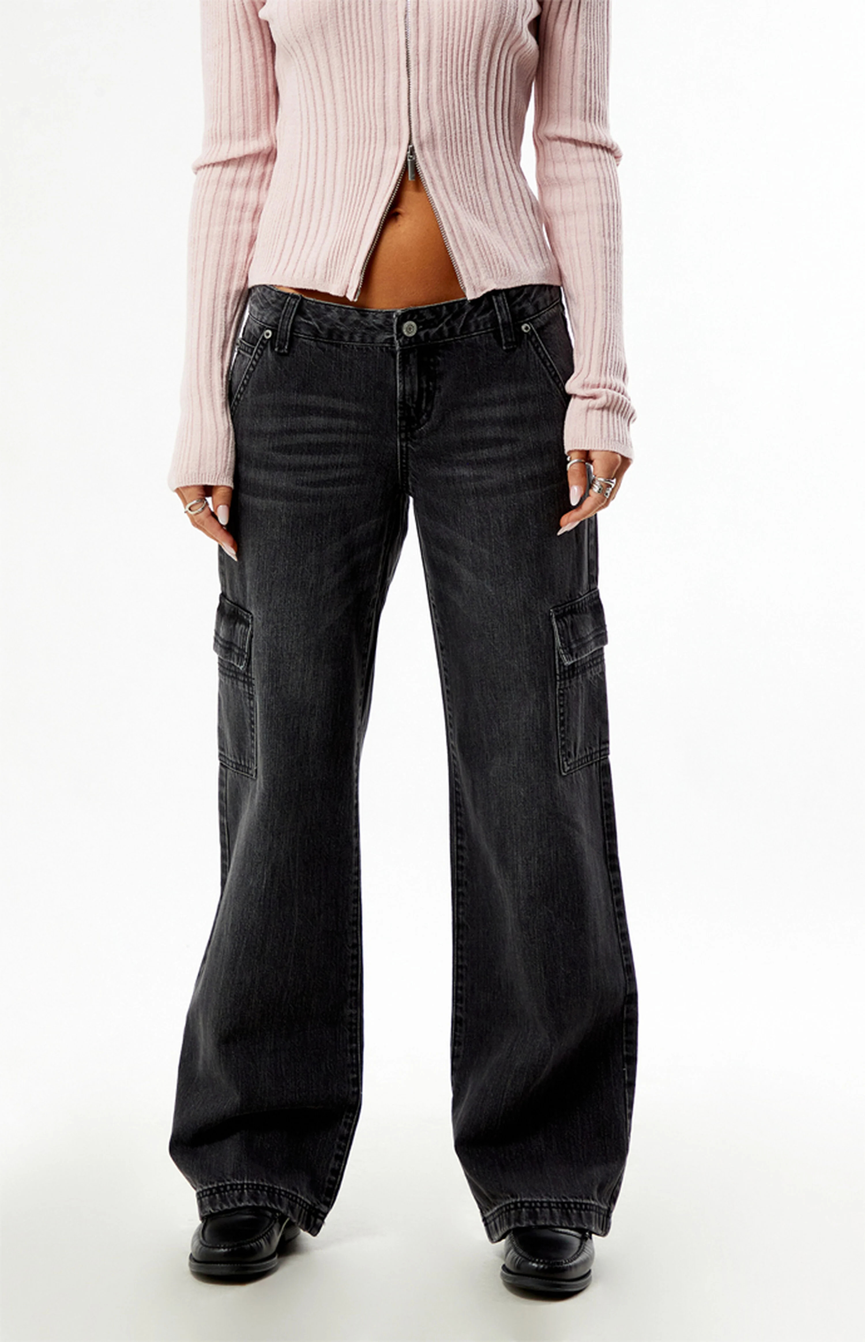 Pacsun Zoe Low Rise Jeans Cargo Washed Black | PacSun