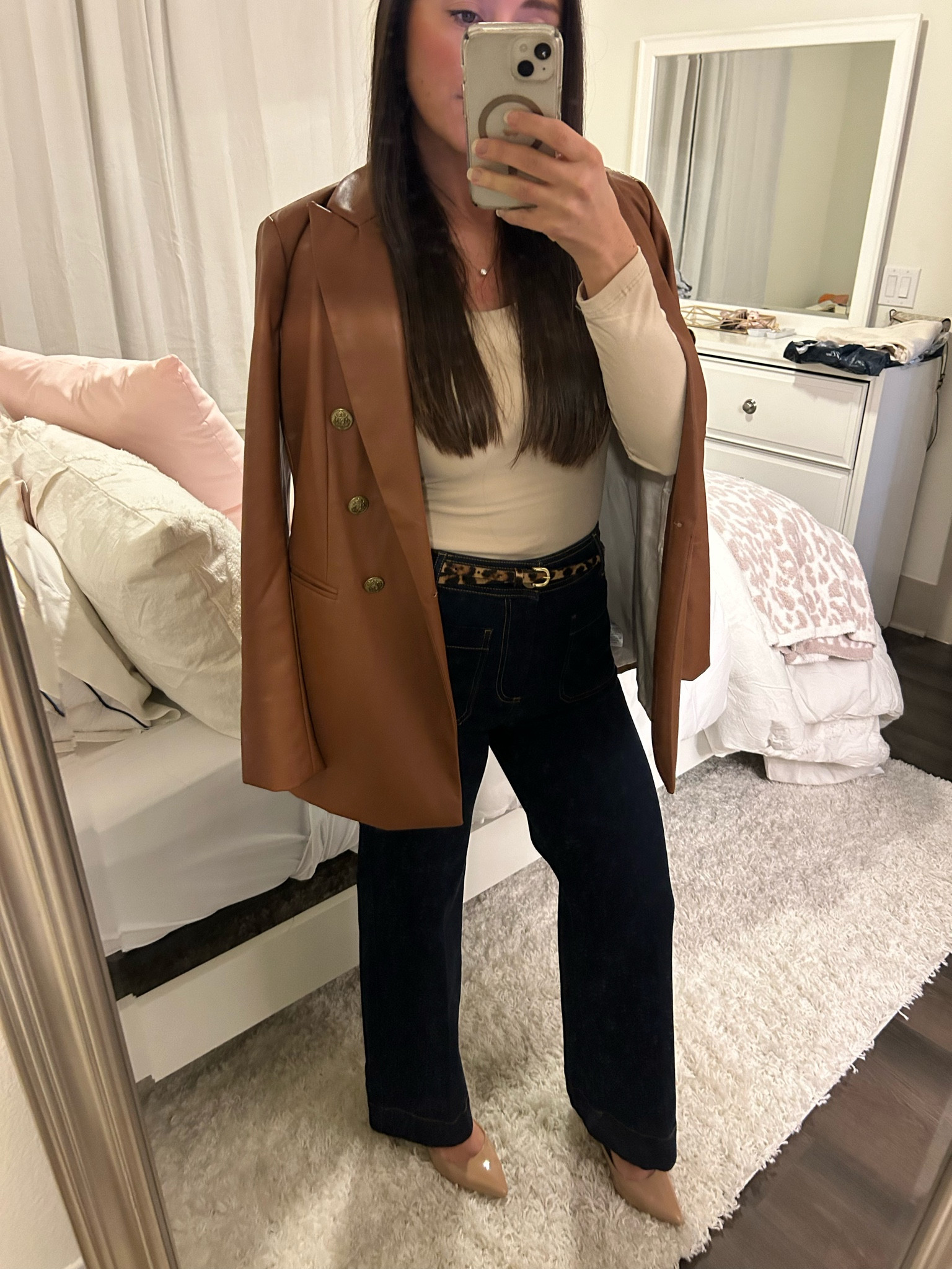 Last season leather blazer from Loft, couldn’t find the exact one added so similar options. Been loving flare jeans with heels and boots recently. The JCrew have been my favorite fit 

#LTKFindsUnder100 #LTKSeasonal #LTKWorkwear
