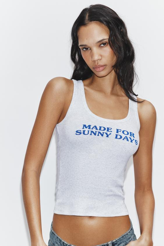 RIB TEXT TOP | Zara US