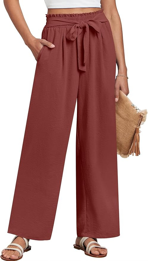 ANRABESS Women's Wide Leg Palazzo Pants with Pockets High Waisted Tie Knot Business Casual Trendy... | Amazon (US)